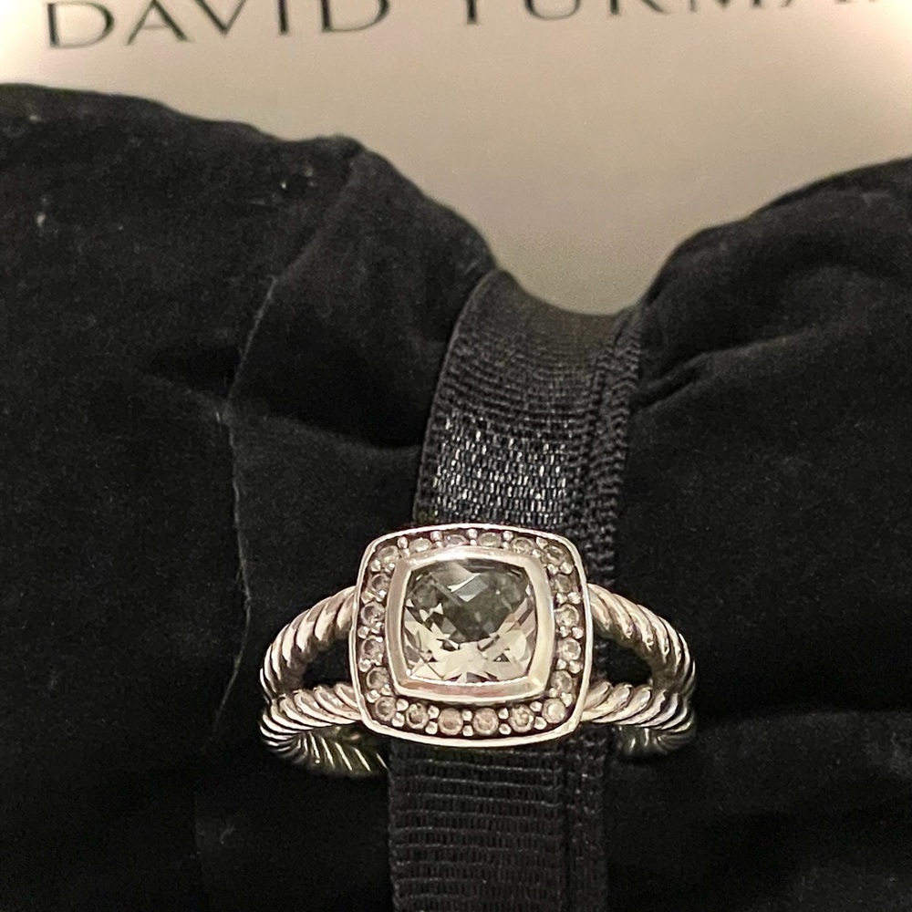 💕 FIRM !DAVID YURMAN WHITE TOPAZ PETITE ALBION WITH DIAMONDS RING 7.5